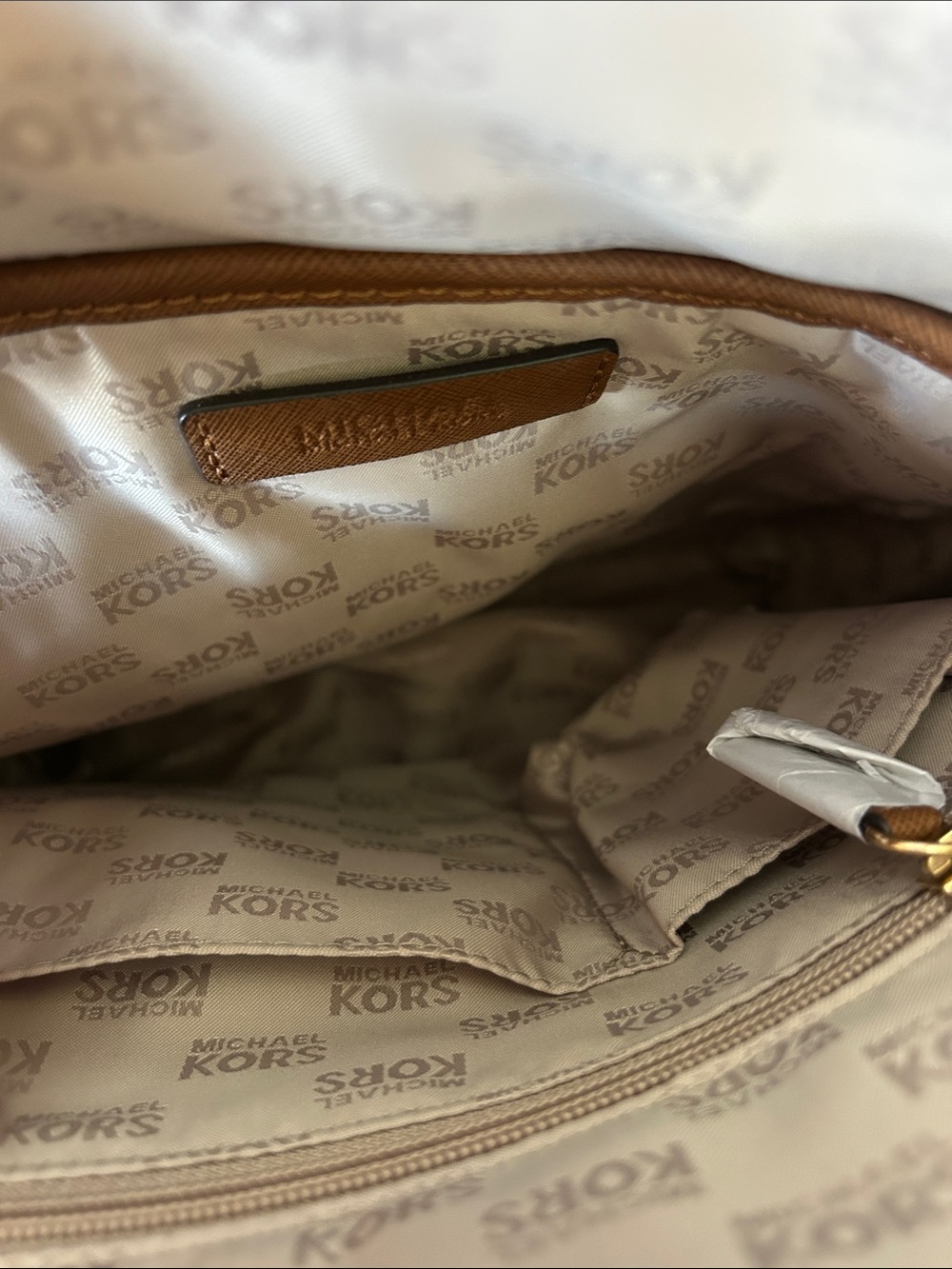 NWOT Michael Kors Brown Saffiano Backpack with Gold Logo image 5